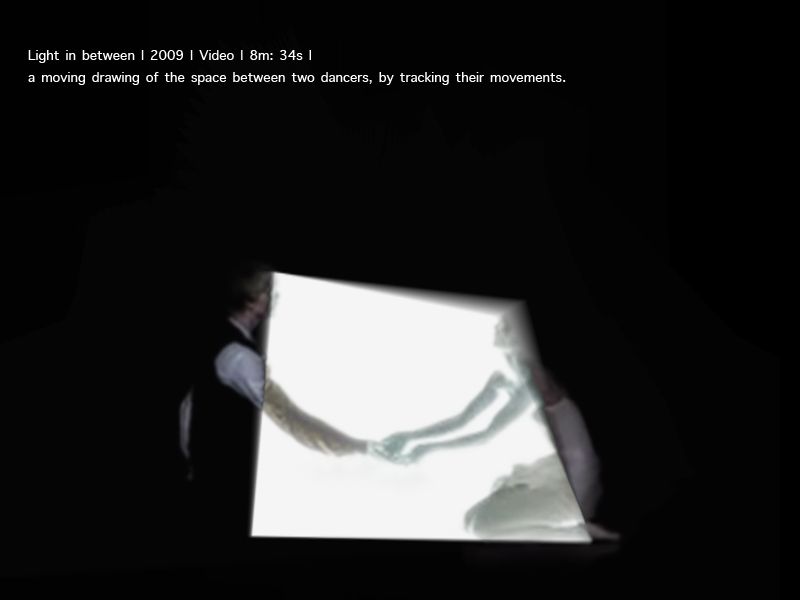 빛, 그 둘 사이 Light in between  2009  Video  8m34s  a moving drawing of the space between two dancers, by tracking their movement