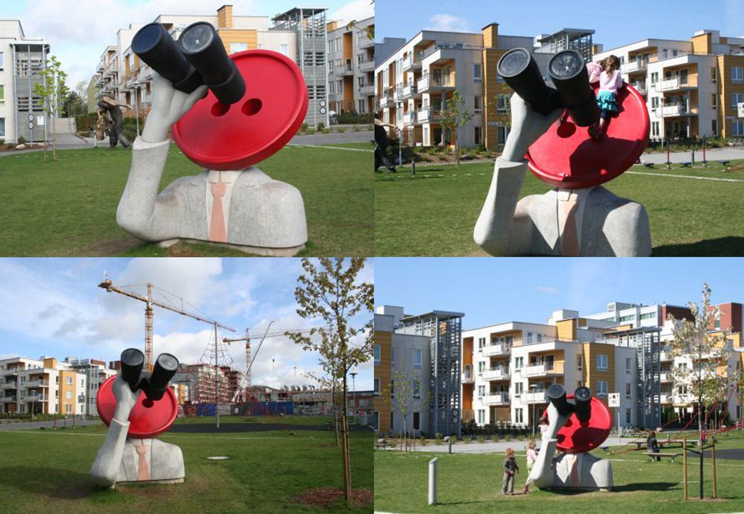 Mr BUTTON, Oslo, Norway 2006 Sculpture on permanent display in a housing estate in Oslo. Heigth 2,5 m. (granite, resin, magni