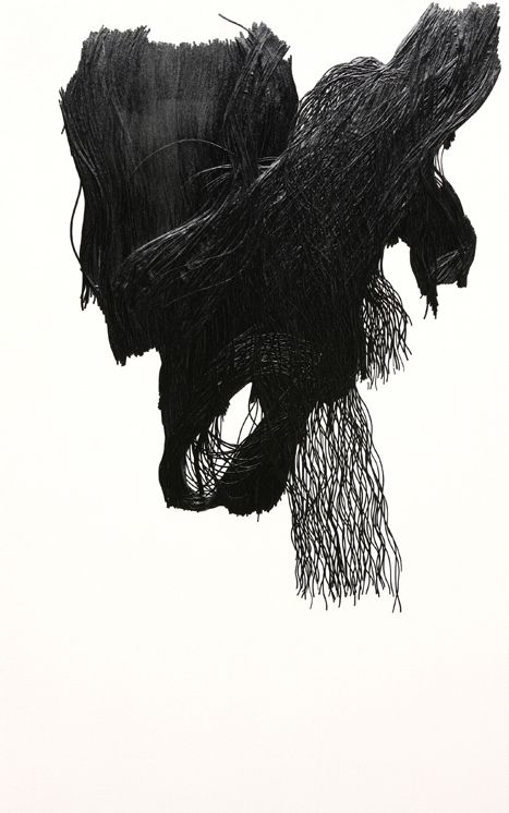 escape series(two face), black line tape(0.2~0.3m) on canvas,73cm X 116cm, 2008