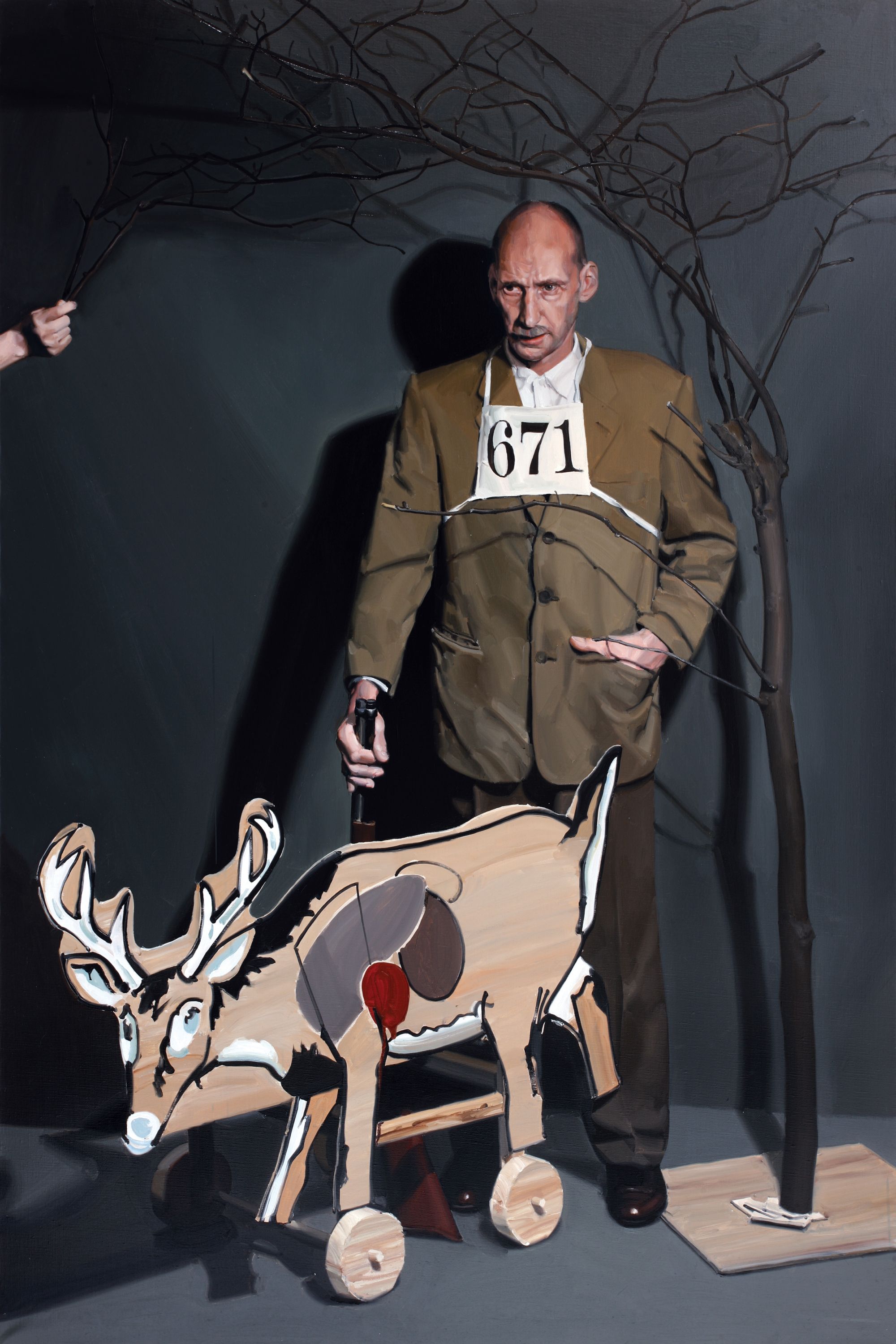 Running Deer Shooting, Chris Crick, 2010, oil on canvas, 193.9 x 130.3cm