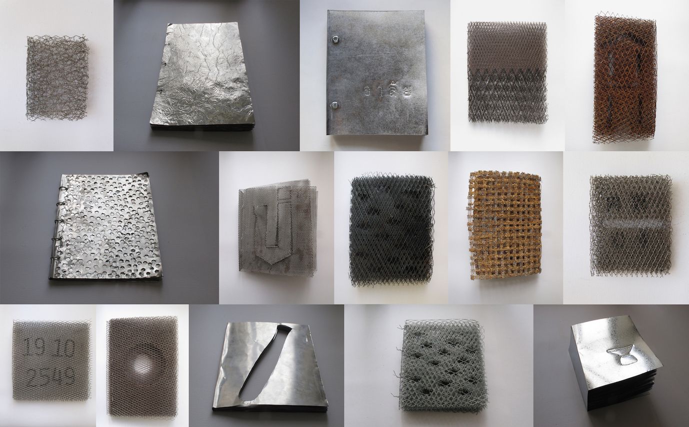Remove_aluminum sheet,expanded metal sheet, galvanized steel sheet, permanent marker, clay_dimensions variable_2012