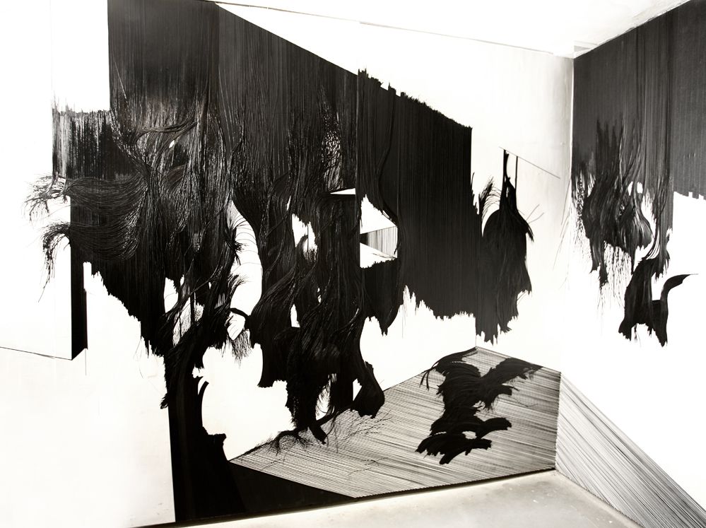 Untitled, black line tape(0.2~0.3m) on wall, 2009