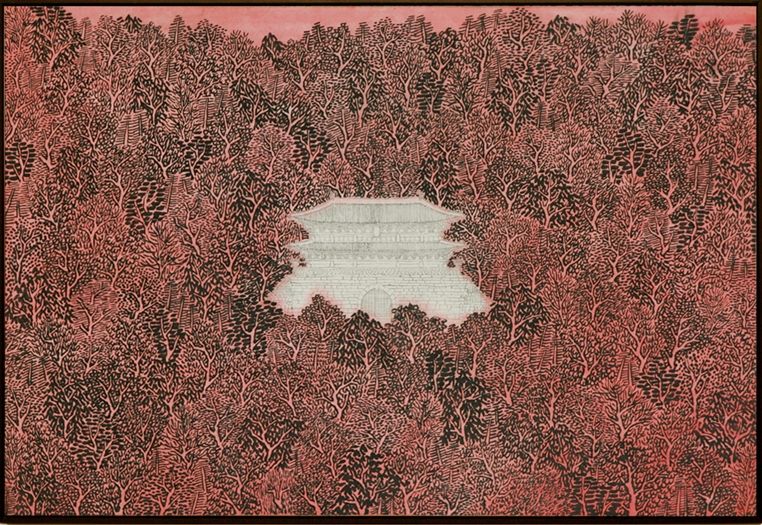 혼재된 풍경-숭례문  45×53cm  한지에 수묵채색  2008