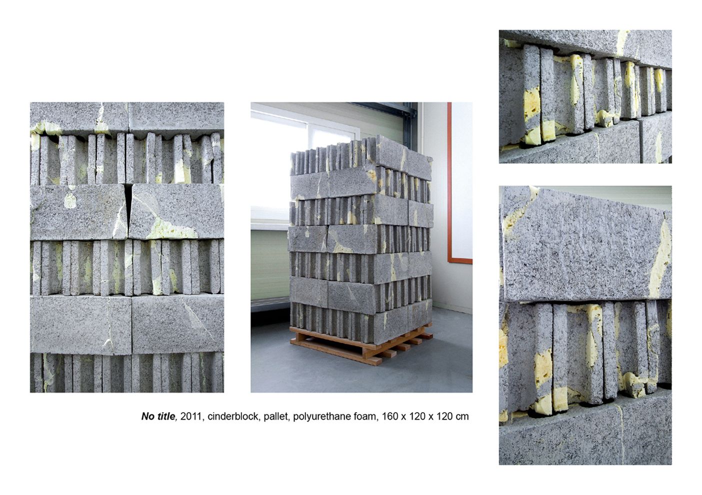 No title, 2011, cinderblock, pallet, polyurethane foam, 160 x 120 x 120 cm